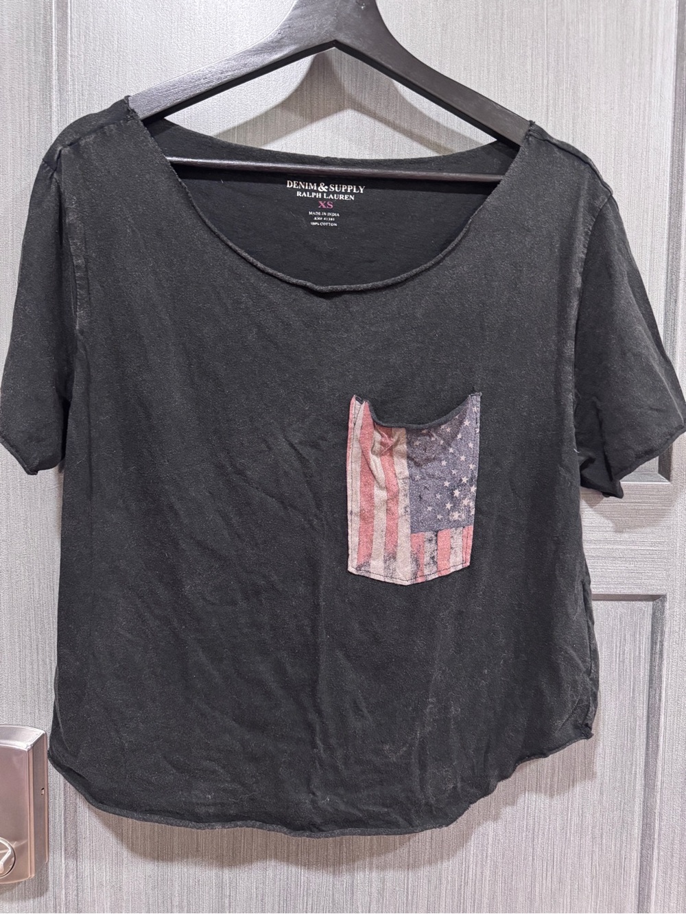 Denim & Supply Ralph Lauren Black Short-Sleeve Tee with Flag Pocket